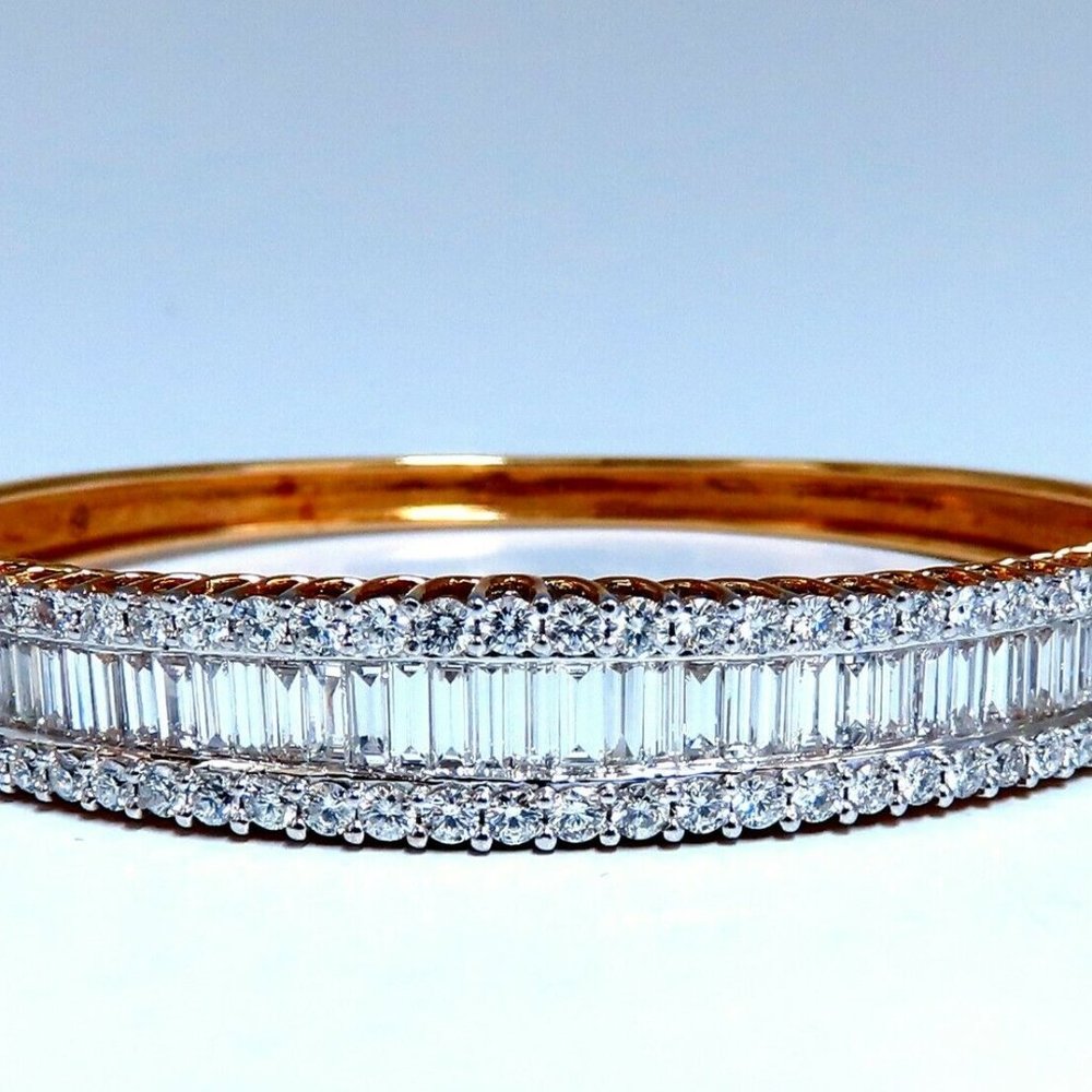 5.23ct Baguette & Rounds Diamond Three Row Bracelet*